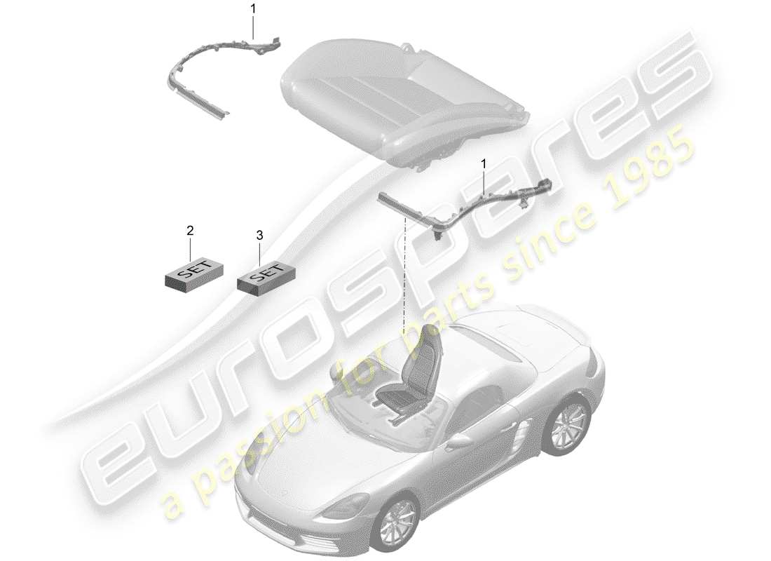 porsche 718 boxster (2017) padding for seat part diagram