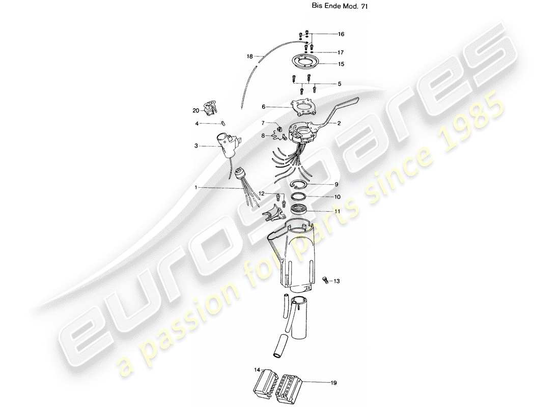 porsche 914 (1972) steering column switch - d >> - mj 1971 part diagram