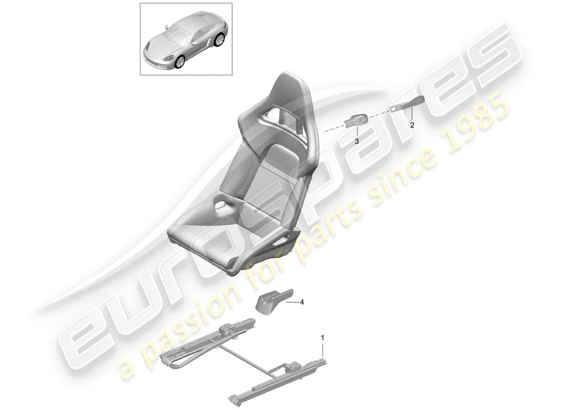 porsche 718 cayman (2019) seat part diagram