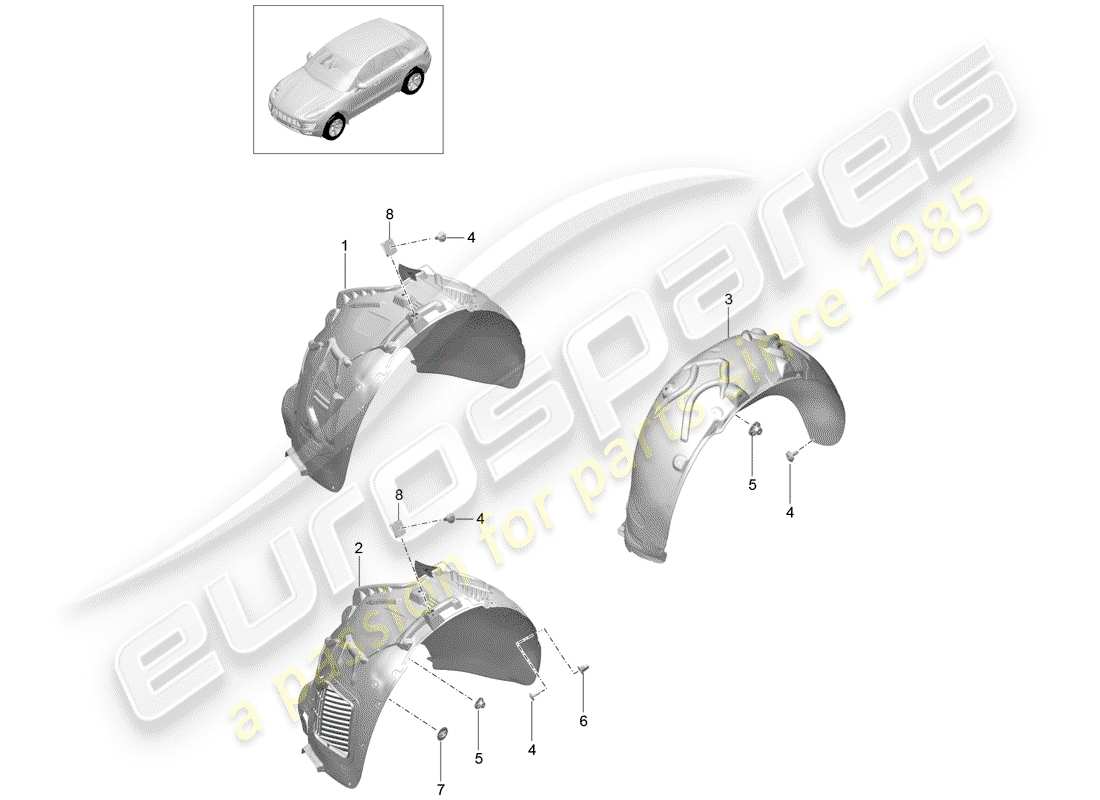 porsche macan (2018) lining part diagram