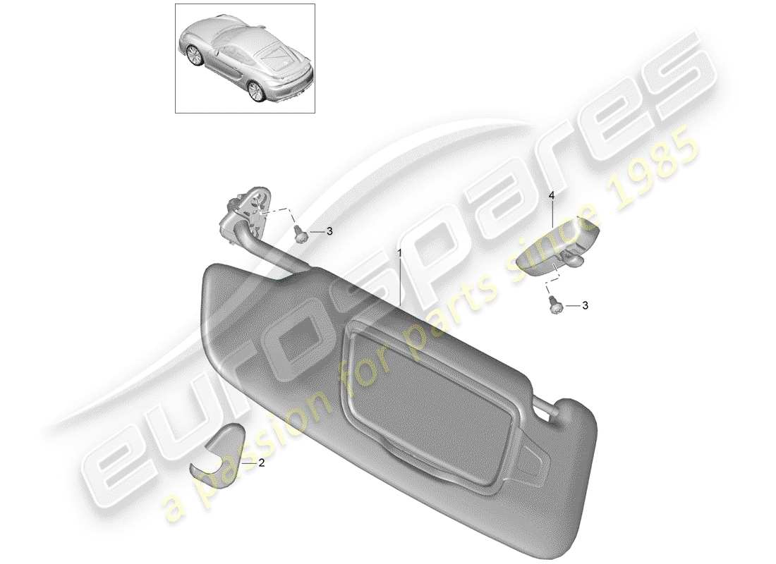 porsche cayman gt4 (2016) sun vizors part diagram