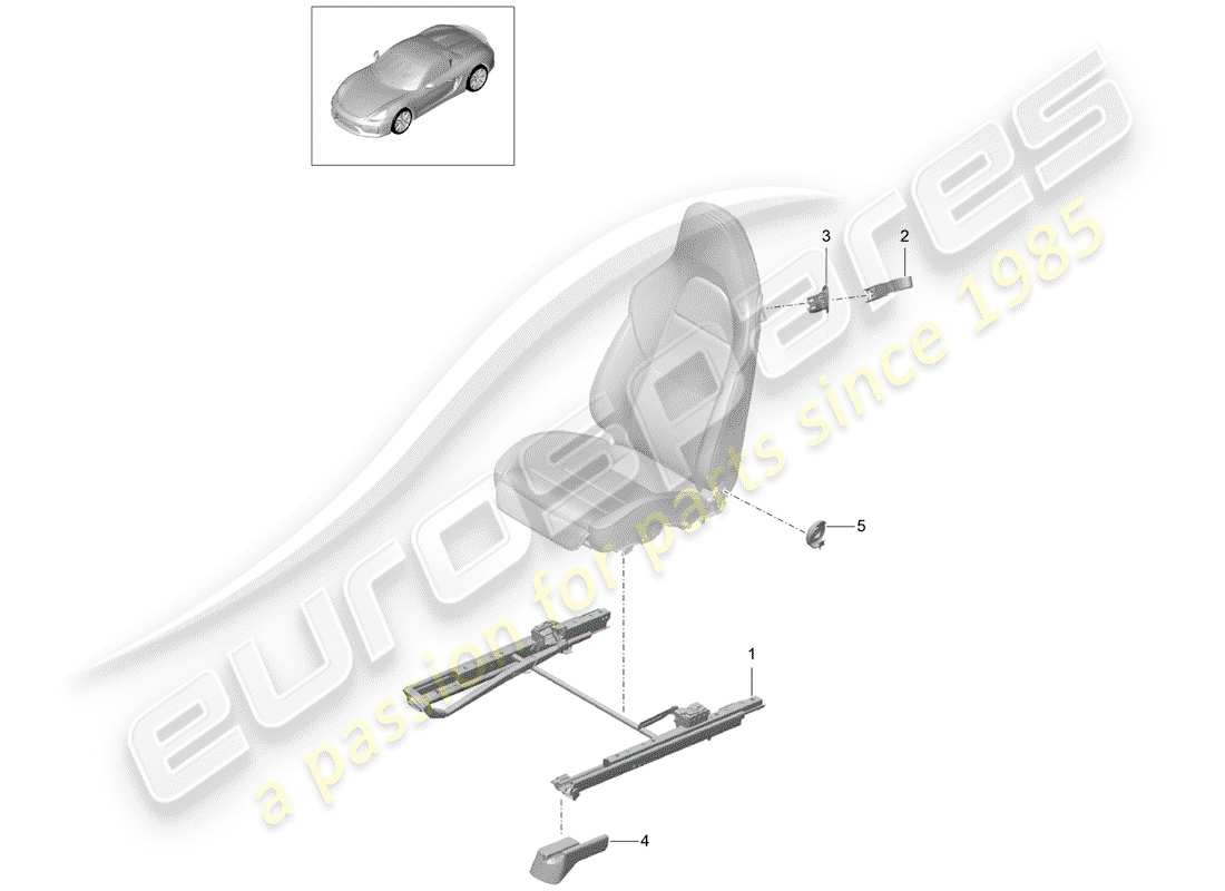 porsche boxster spyder (2016) seat part diagram