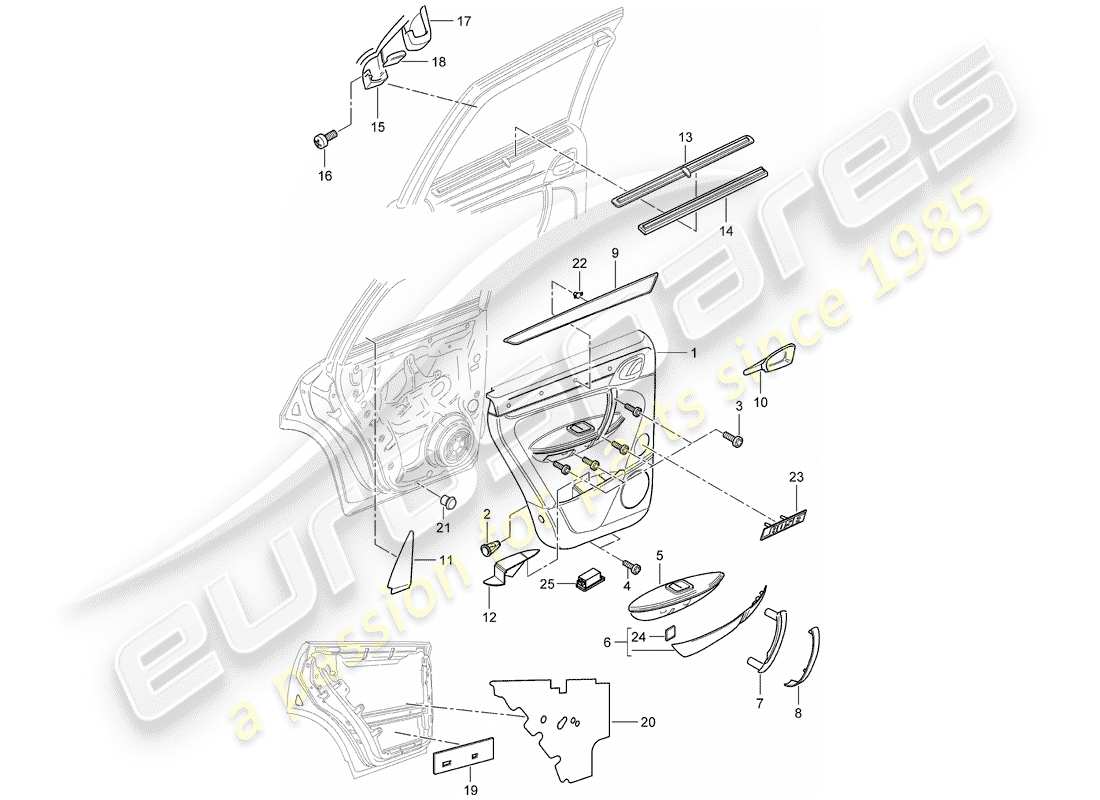 porsche cayenne (2010) door panel part diagram