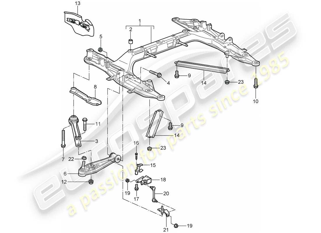 porsche boxster 987 (2005) cross member part diagram