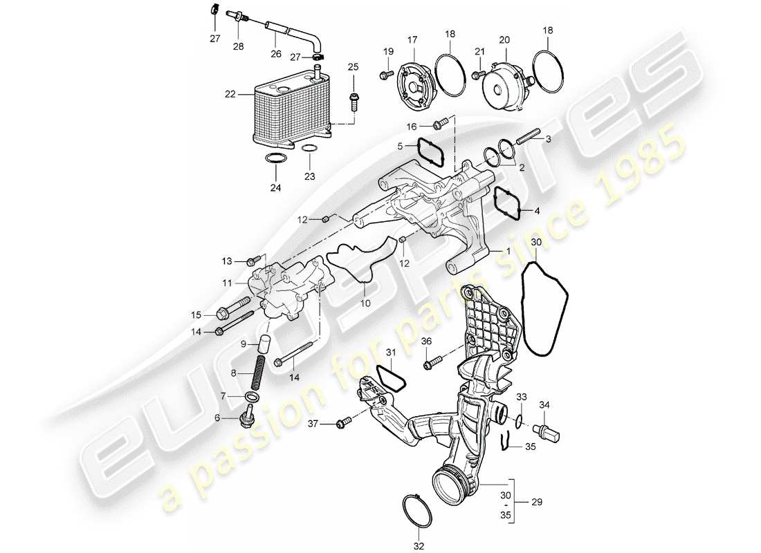 porsche boxster 987 (2005) oil pump part diagram