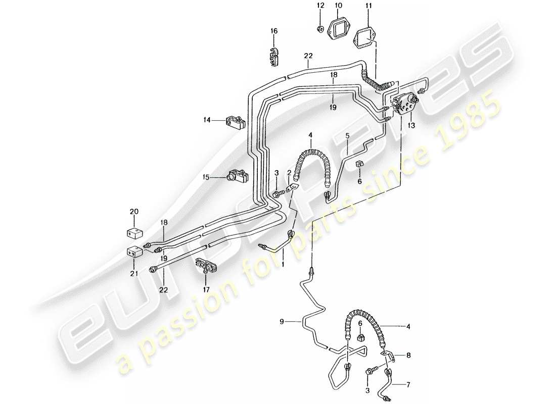 porsche boxster 986 (2003) brake line - front axle - underbody - vacuum line part diagram