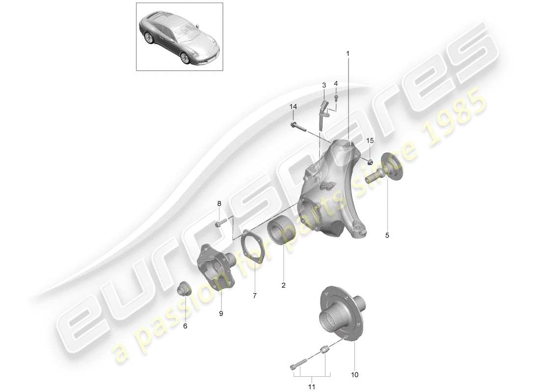 porsche 991 gen. 2 (2018) wheel carrier part diagram