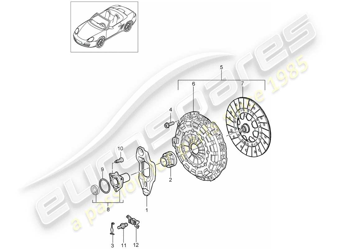 porsche boxster 987 (2005) clutch part diagram