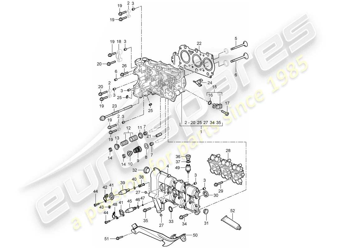 porsche boxster 987 (2005) cylinder head part diagram