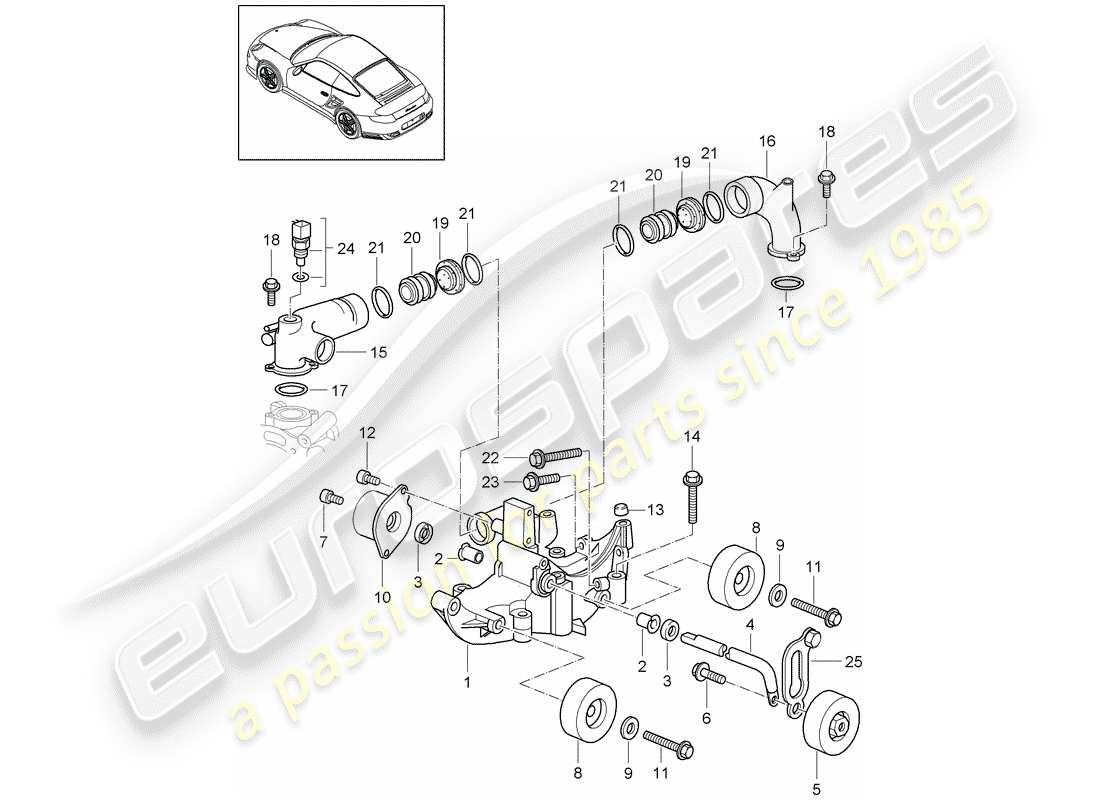 porsche 911 t/gt2rs (2013) belt tensioner part diagram