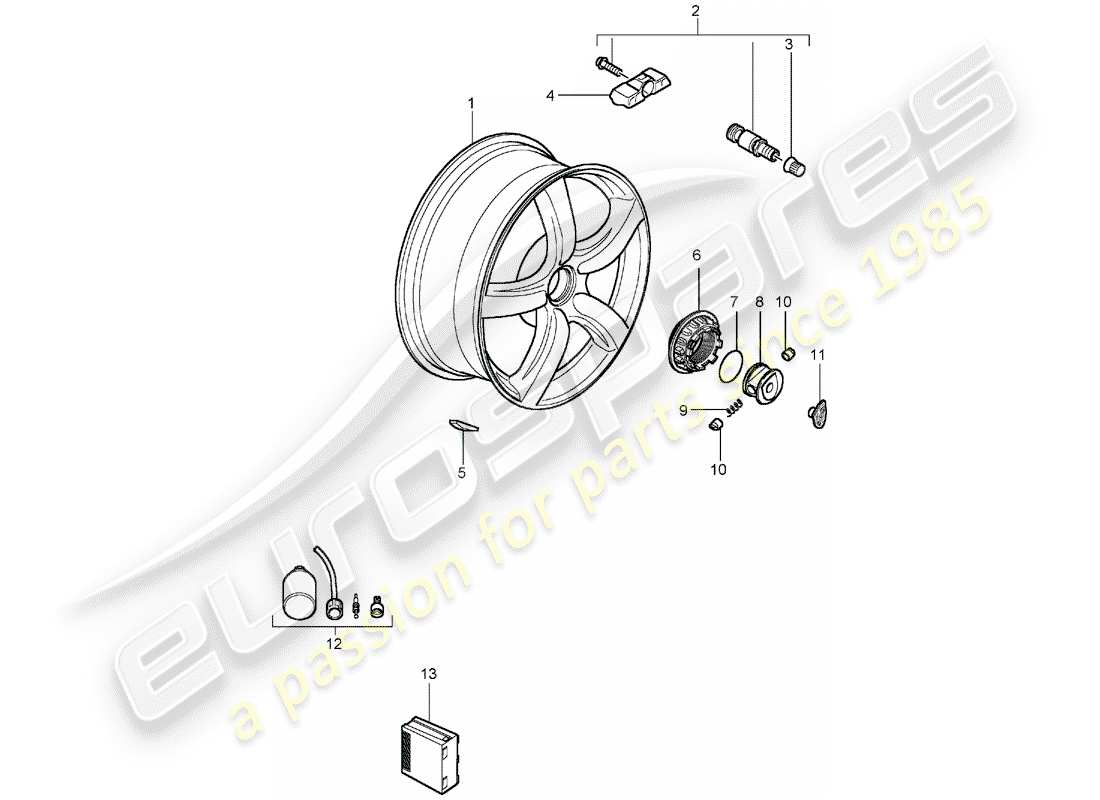 porsche carrera gt (2004) wheels parts diagram