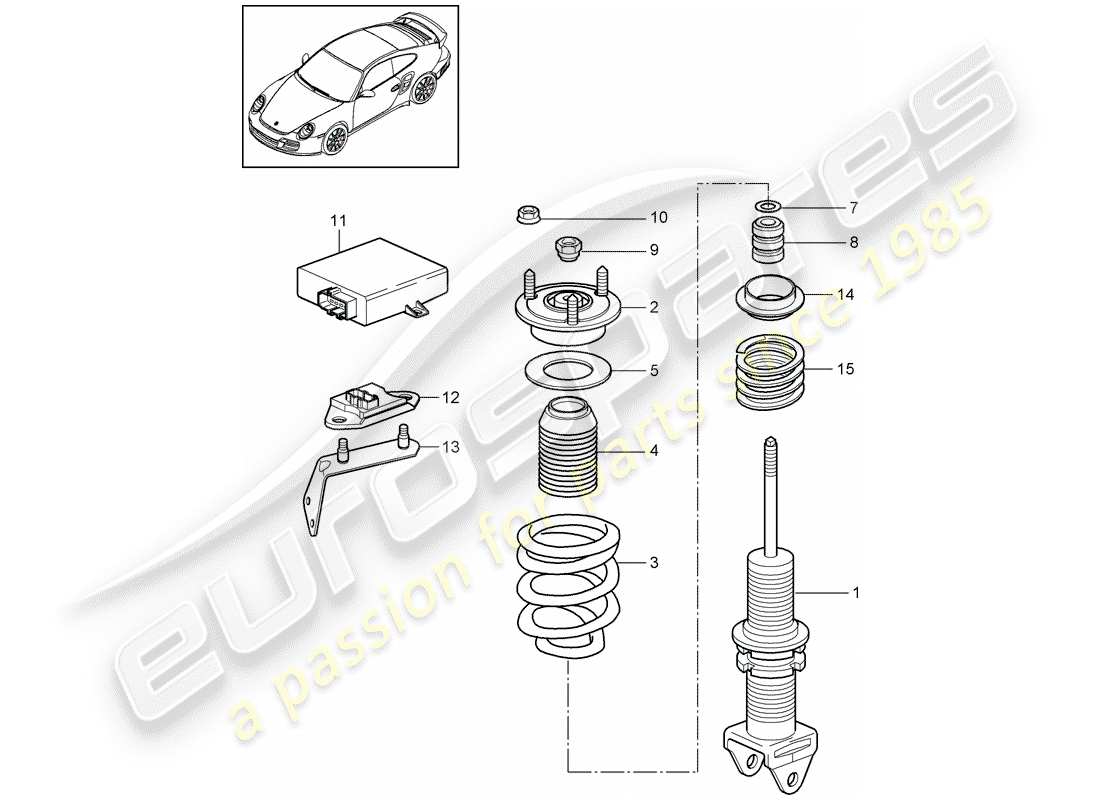 porsche 911 t/gt2rs (2011) shock absorber part diagram