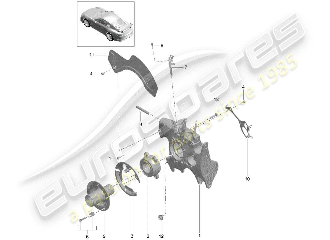 porsche 991r/gt3/rs (2014) rear axle part diagram