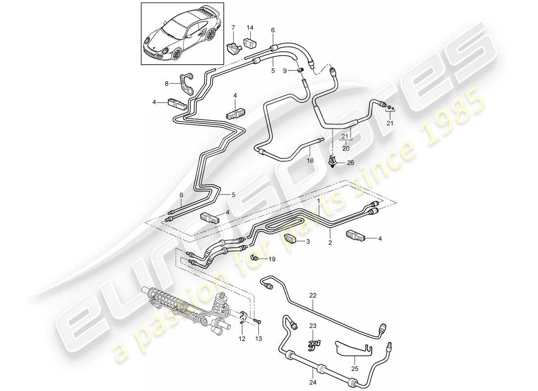 porsche 911 t/gt2rs (2011) power steering part diagram