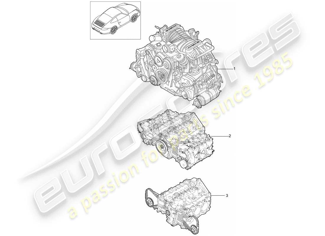 porsche 997 gen. 2 (2009) replacement engine part diagram