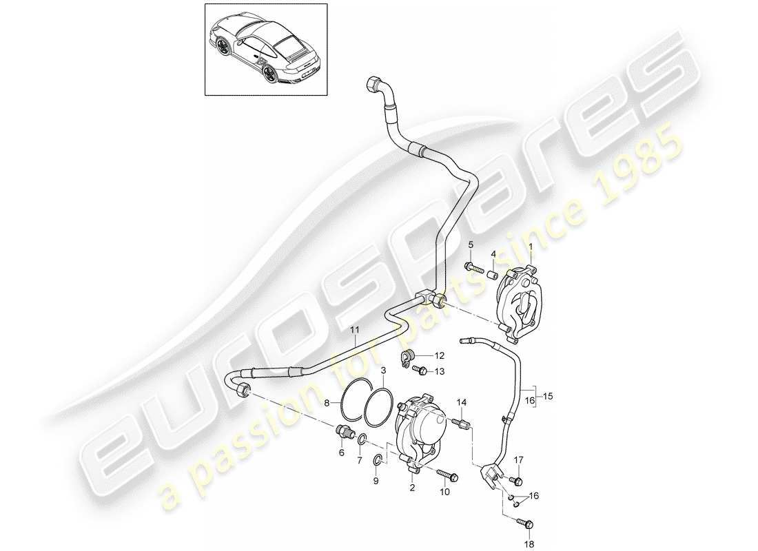 porsche 911 t/gt2rs (2011) oil supply part diagram