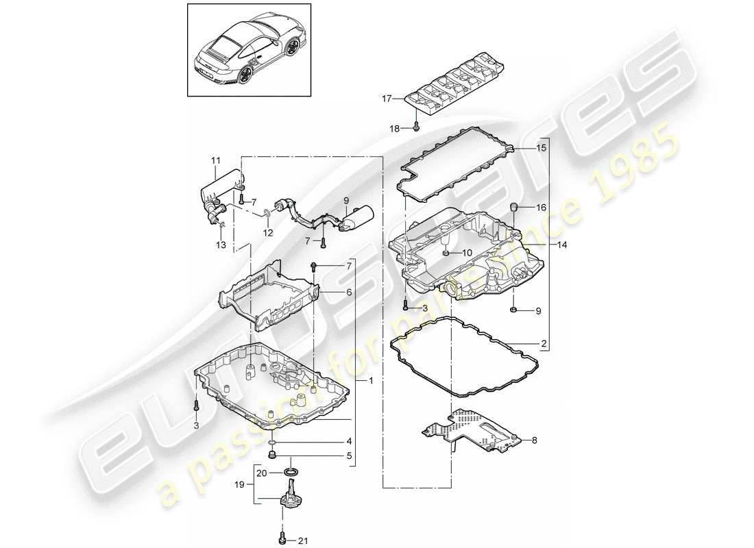 porsche 911 t/gt2rs (2011) oil pan part diagram