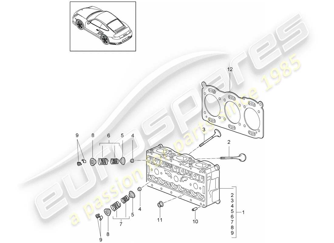 porsche 911 t/gt2rs (2011) cylinder head part diagram