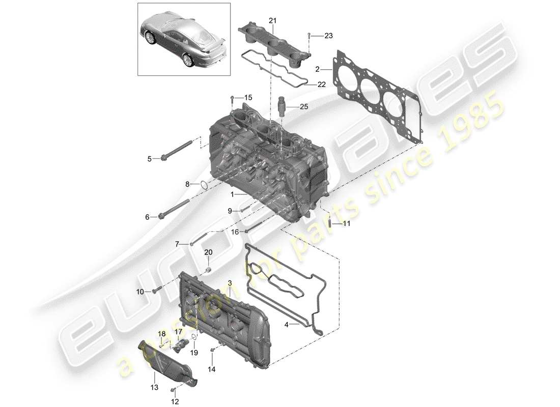 porsche 991r/gt3/rs (2014) cylinder head part diagram