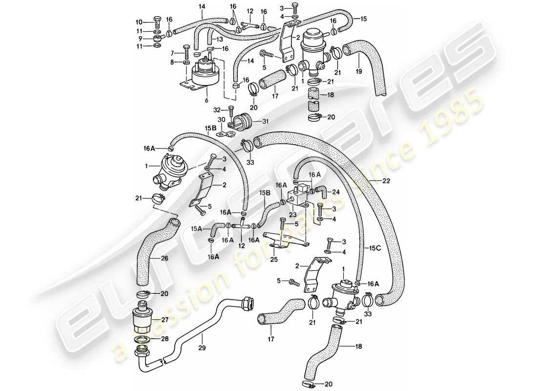 porsche 911 (1988) air injection part diagram