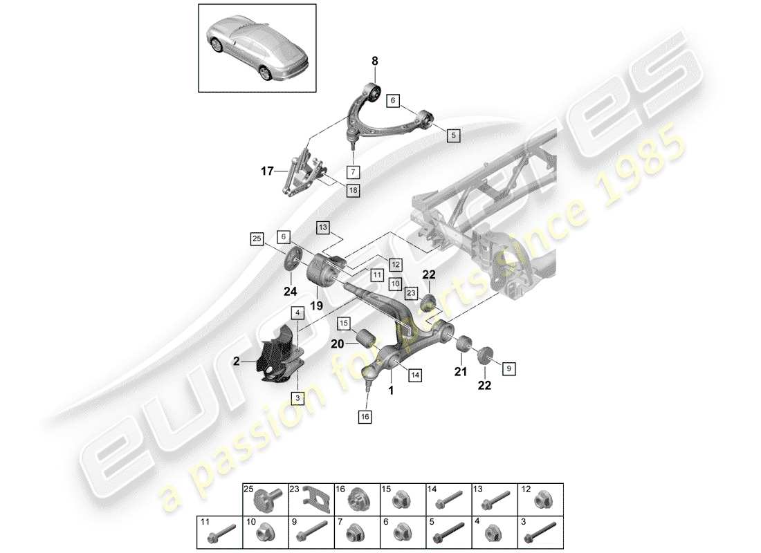 porsche panamera 971 (2019) track control arm part diagram