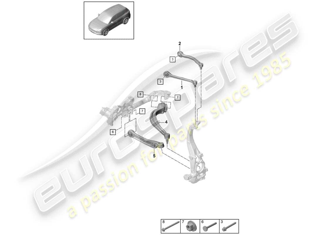 porsche cayenne e3 (2020) track control arm part diagram