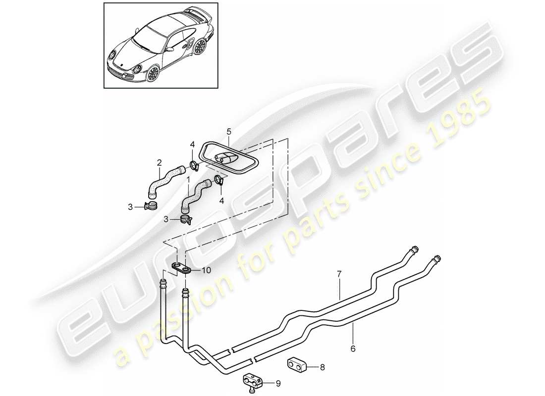 porsche 911 t/gt2rs (2011) heating system 1 part diagram