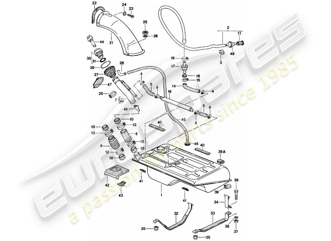 porsche 924 (1980) fuel tank part diagram