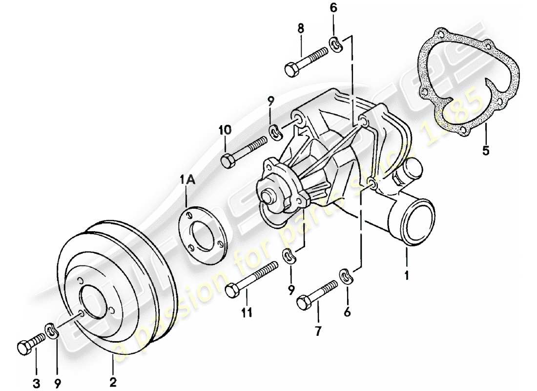 porsche 924 (1980) water pump part diagram