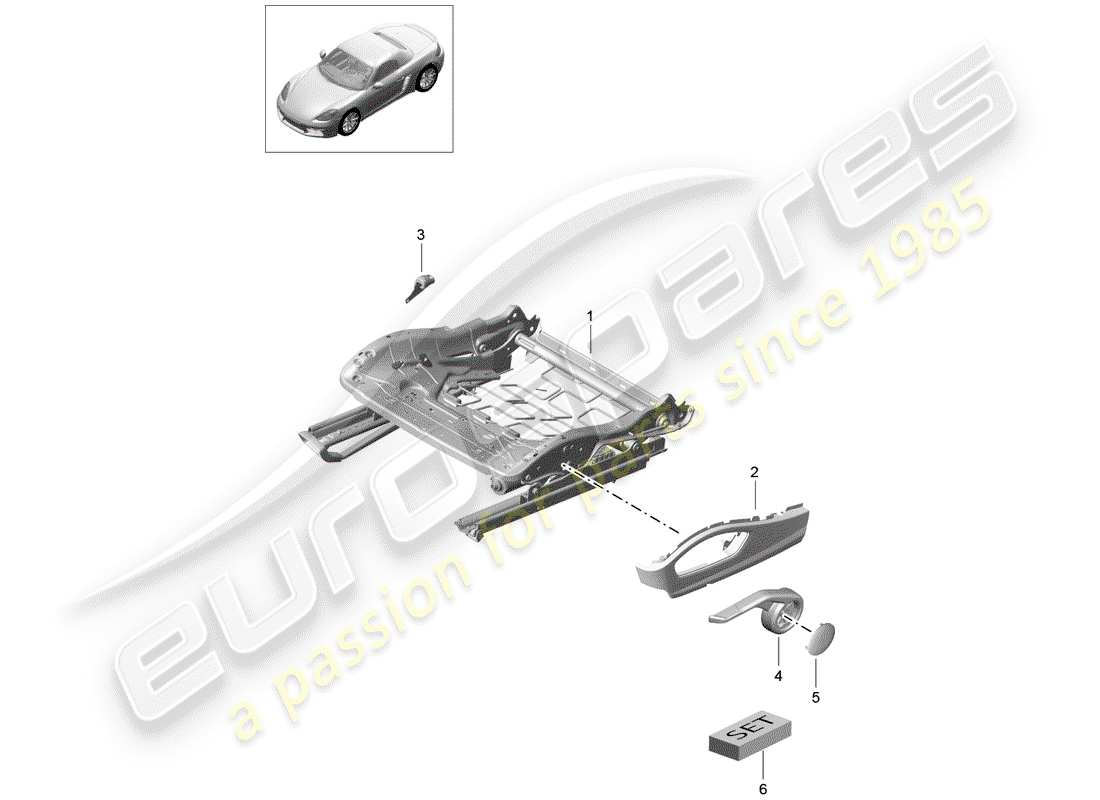 porsche 718 boxster (2018) seat frame part diagram