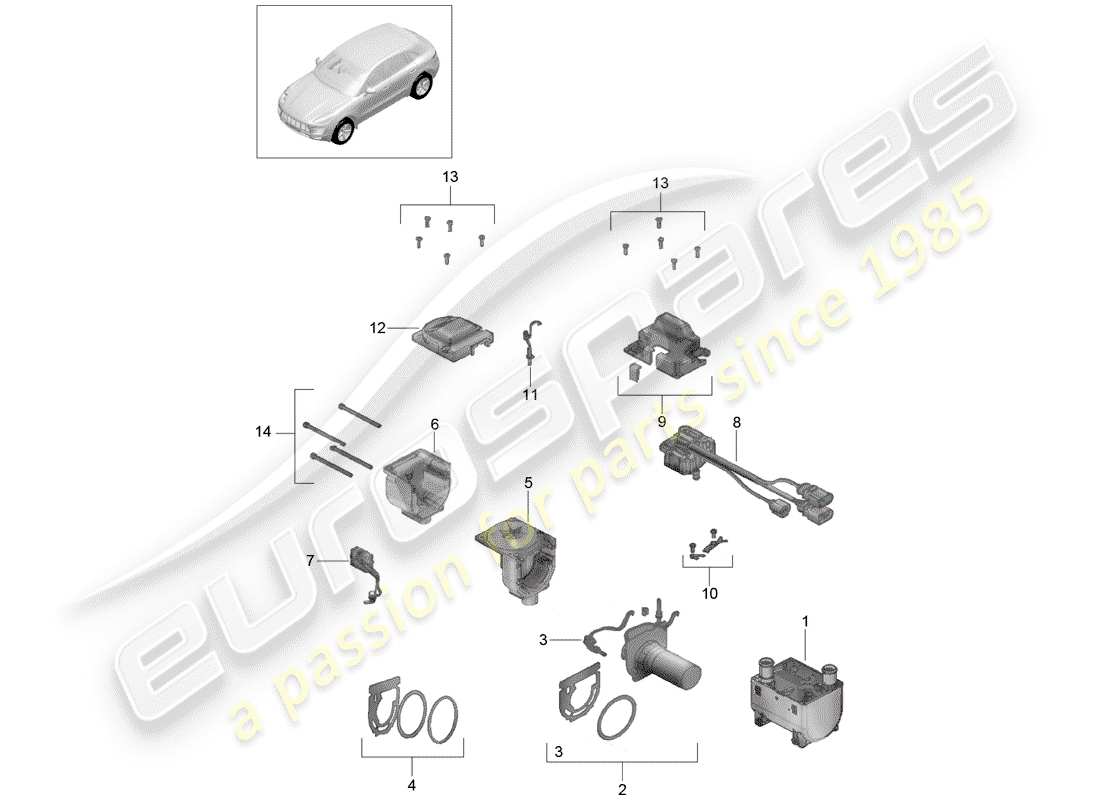 porsche macan (2015) additional heater part diagram