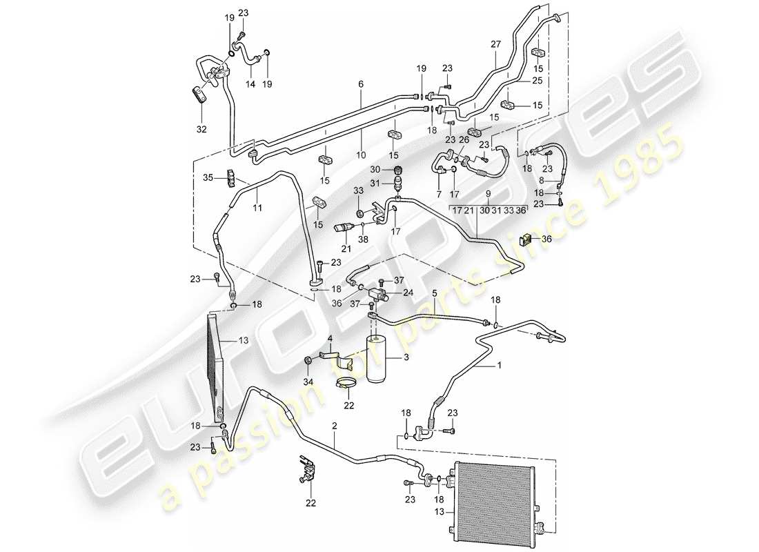 porsche 997 gt3 (2008) refrigerant circuit part diagram