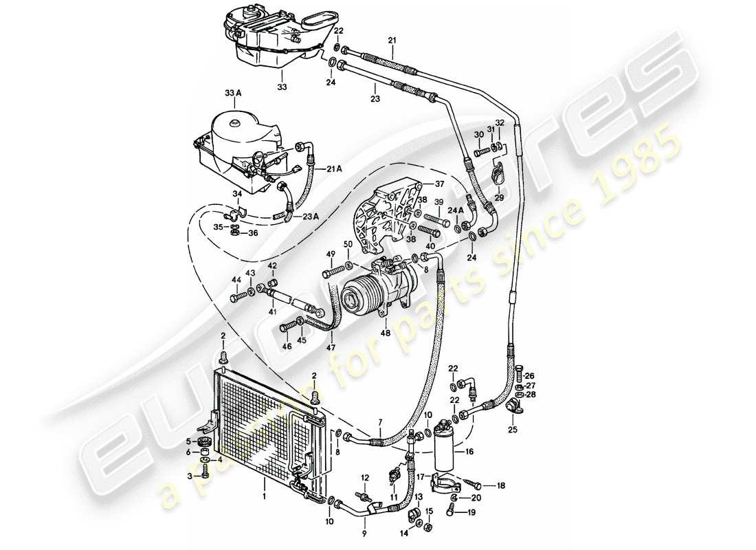 porsche 924s (1988) air conditioner part diagram