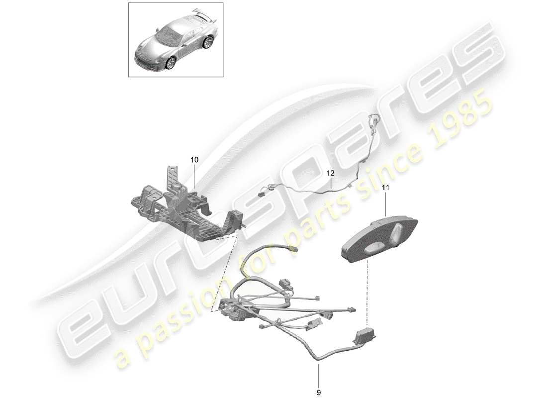 porsche 991r/gt3/rs (2016) wiring harnesses part diagram