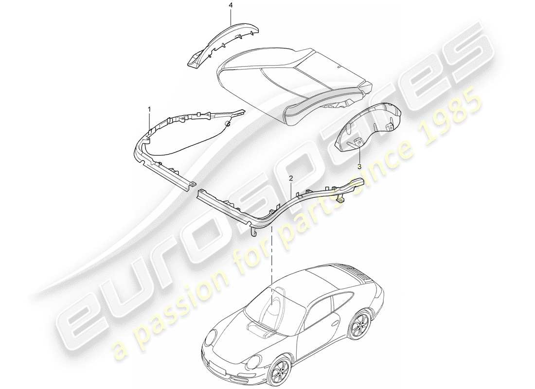 porsche 997 (2008) cushion carrier part diagram