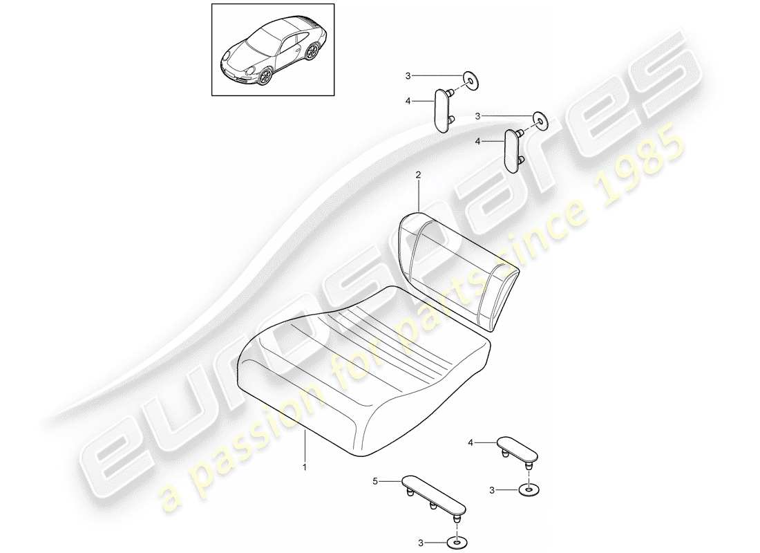 porsche 997 gen. 2 (2011) back seat cushion part diagram