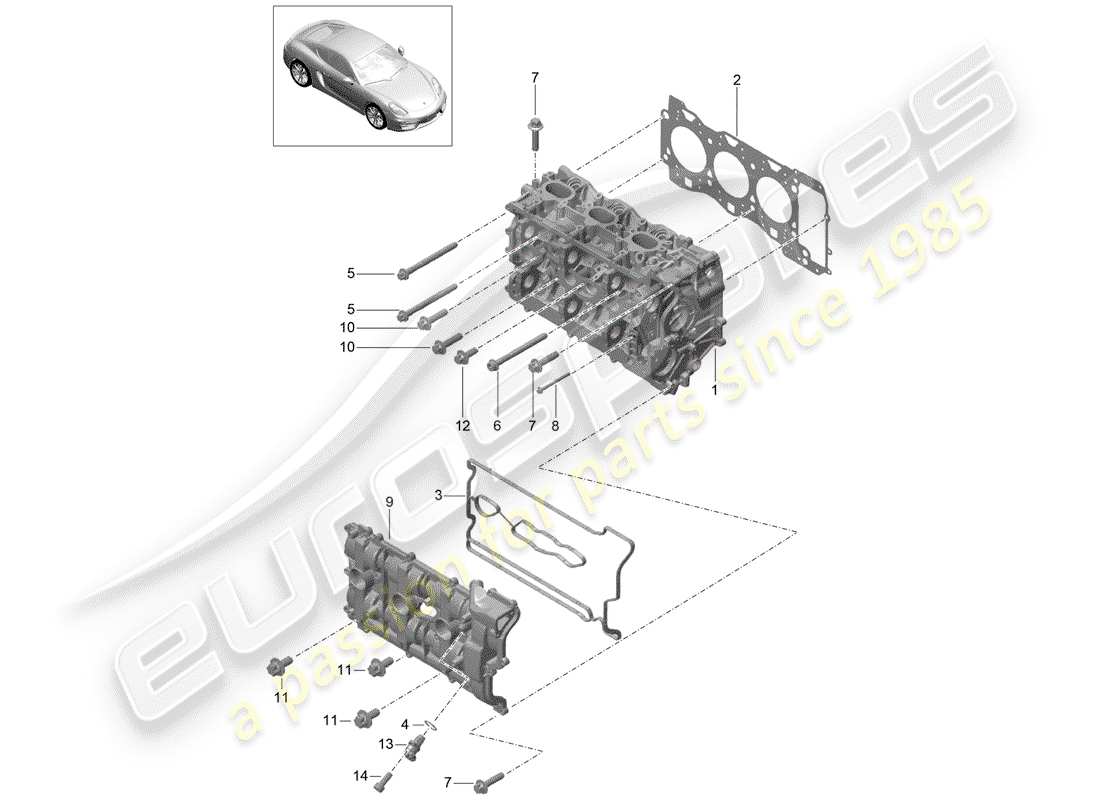 porsche cayman 981 (2015) cylinder head part diagram