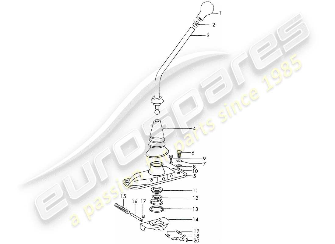 porsche 911 (1970) shift lever - transmission control - 4th/5th gear - model year - -71/72- part diagram