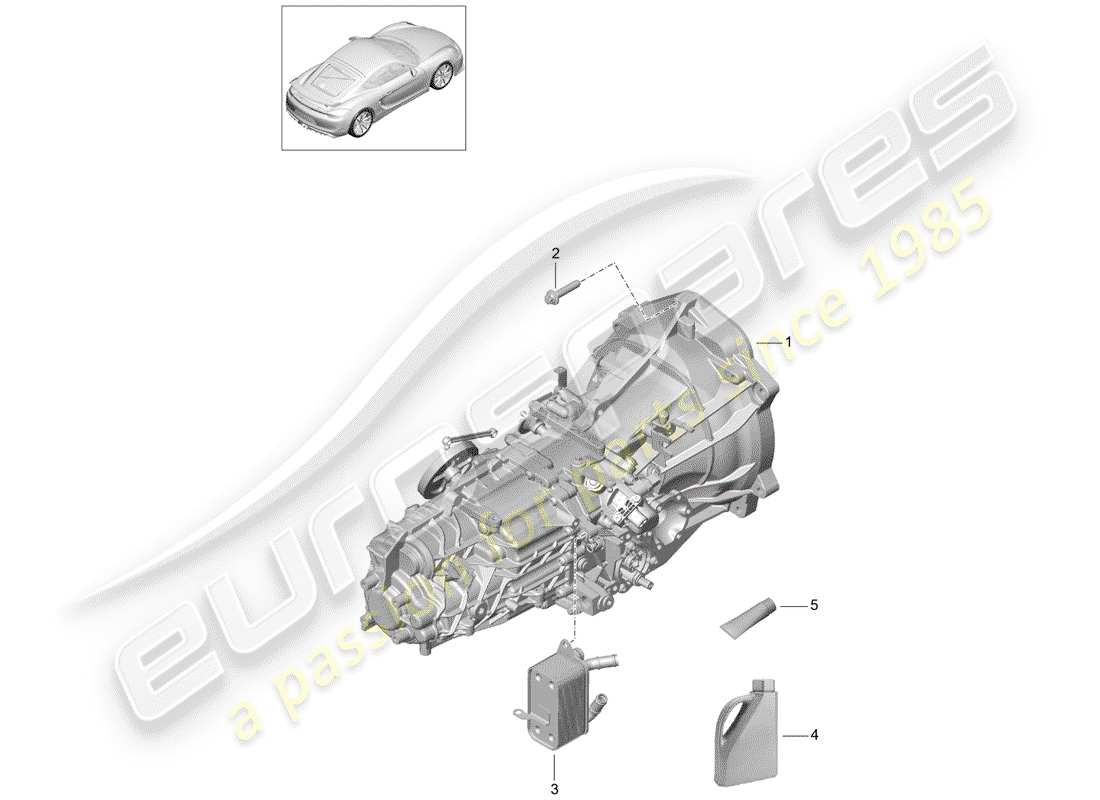 porsche cayman gt4 (2016) manual gearbox part diagram