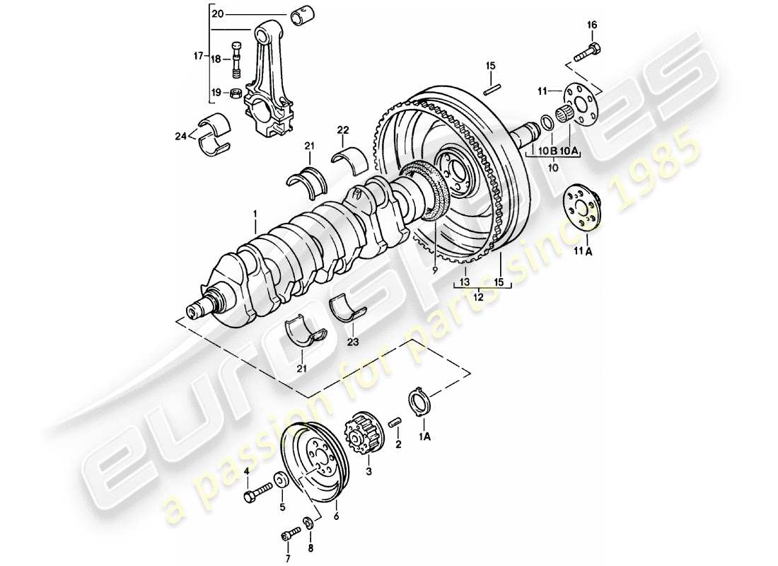 porsche 924 (1983) crankshaft - connecting rod part diagram