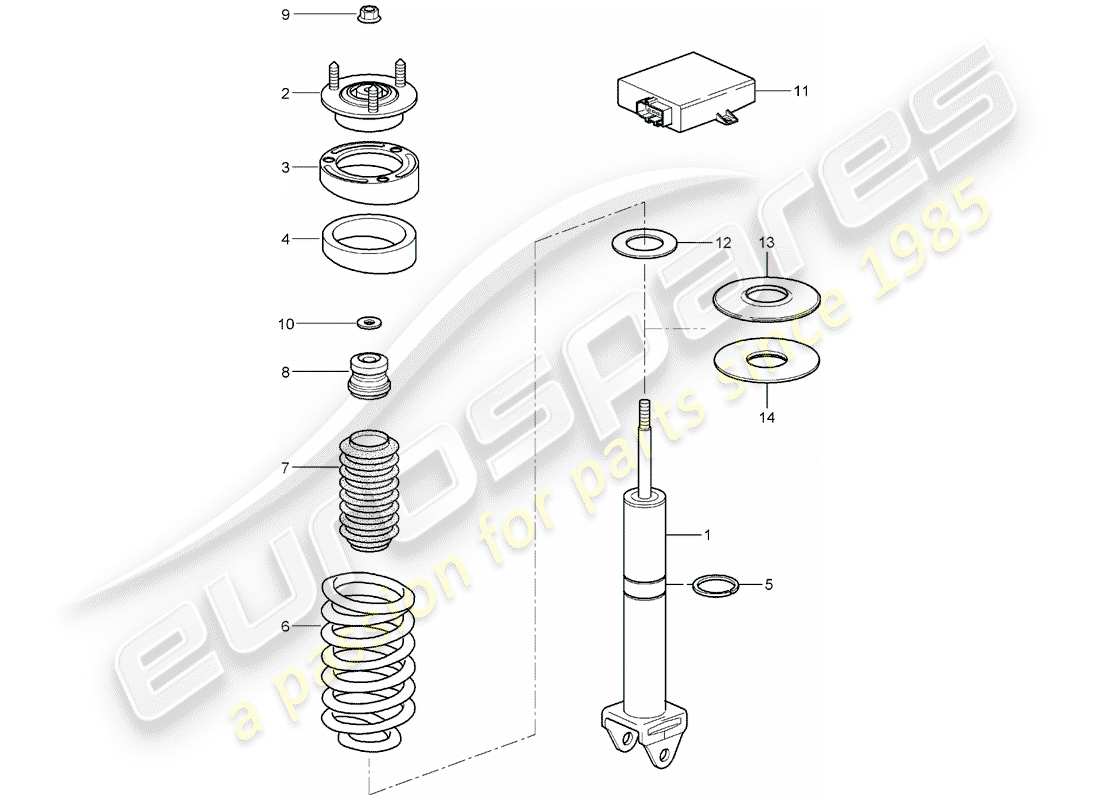 porsche 997 (2006) shock absorber part diagram