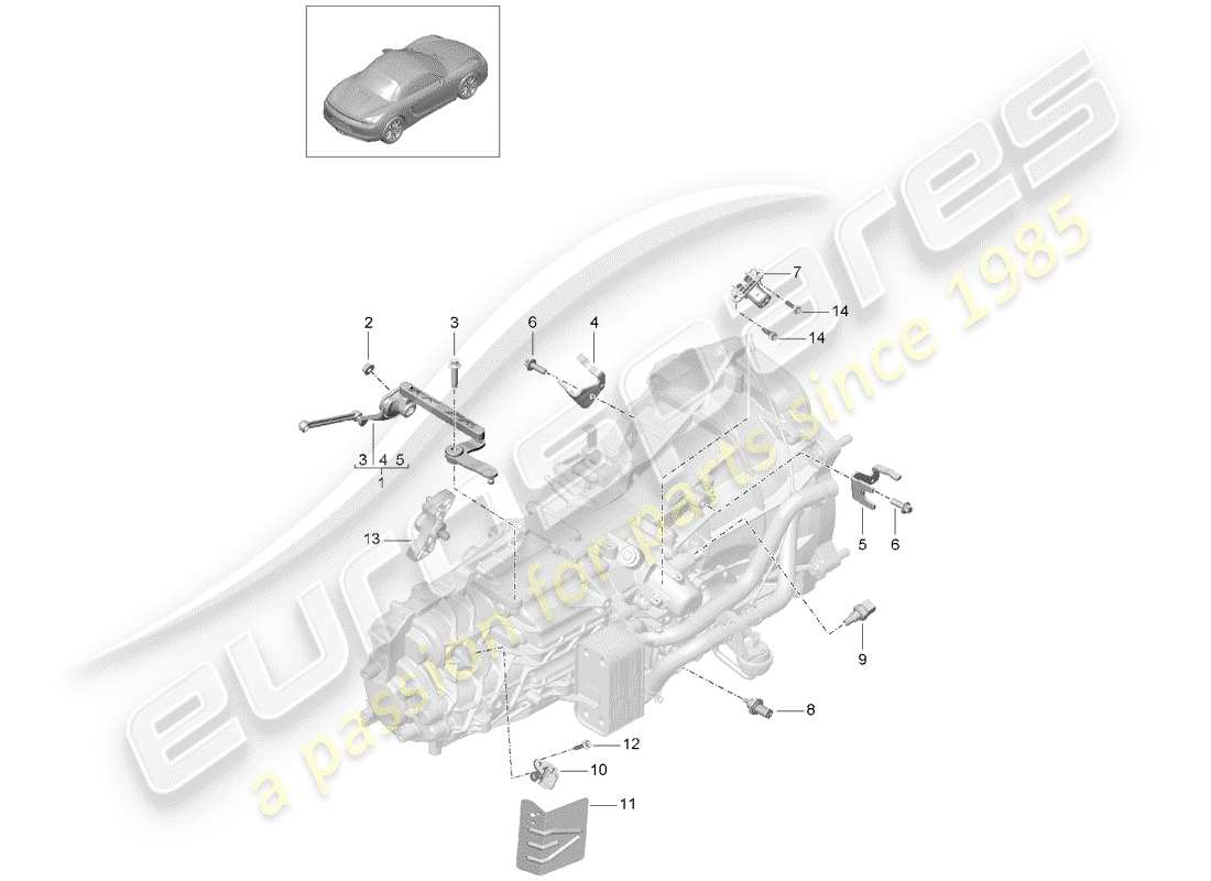 porsche boxster 981 (2016) manual gearbox part diagram