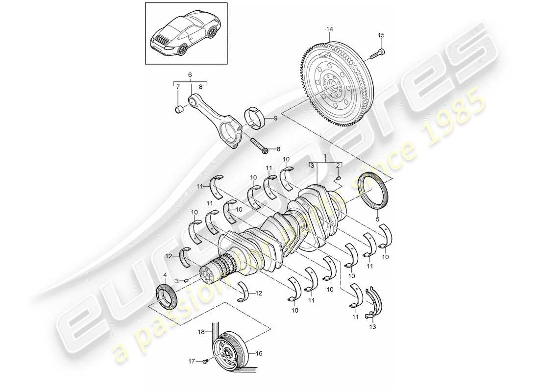 porsche 997 gen. 2 (2010) crankshaft part diagram