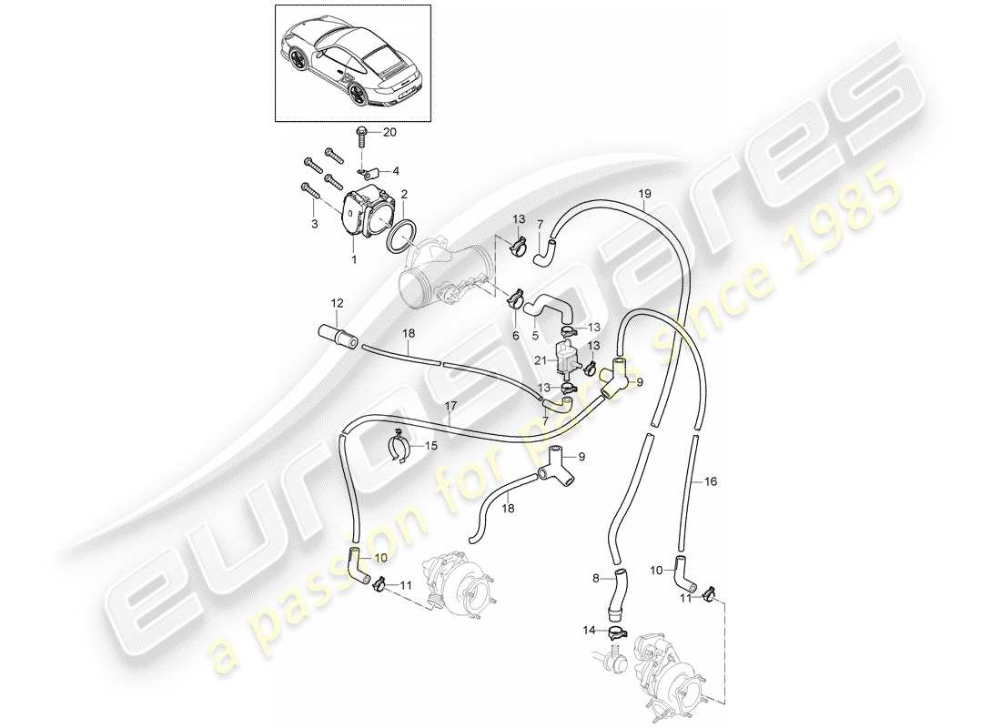 porsche 911 t/gt2rs (2013) throttle body part diagram