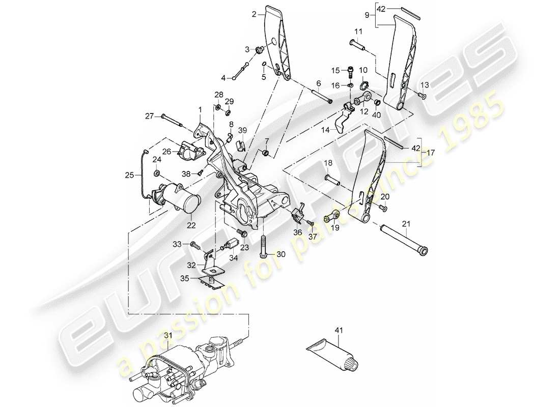 porsche carrera gt (2004) pedals part diagram