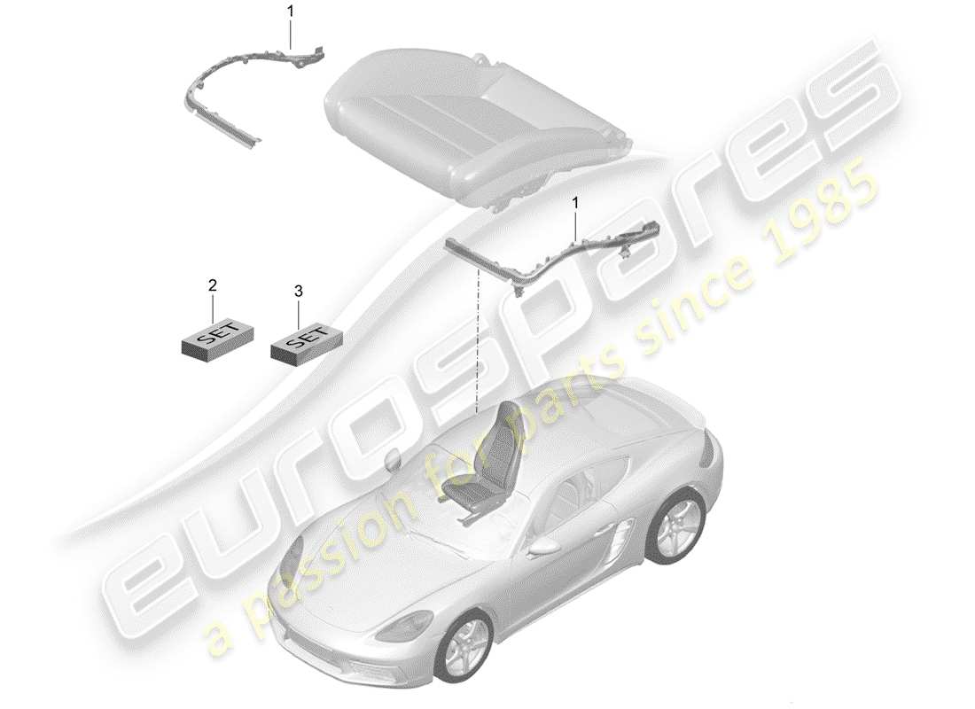 porsche 718 cayman (2018) padding for seat part diagram