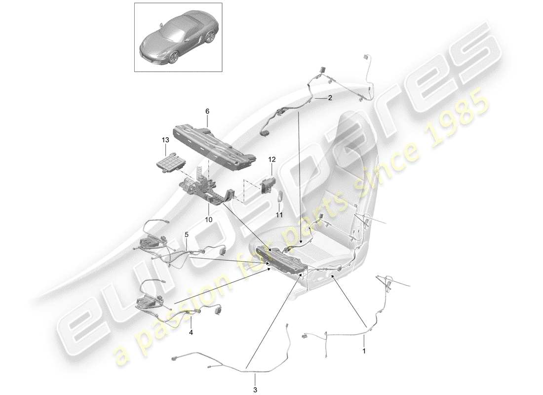 porsche boxster 981 (2012) wiring harnesses parts diagram