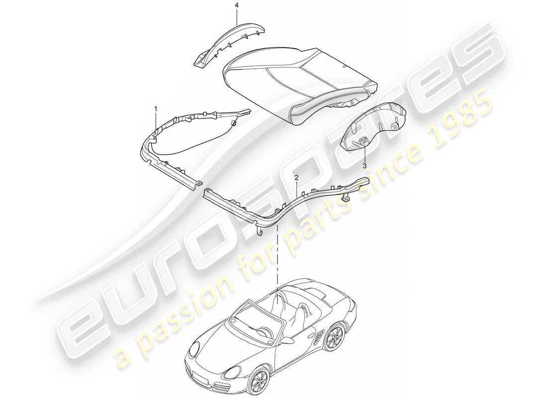 porsche boxster 987 (2010) cushion carrier part diagram