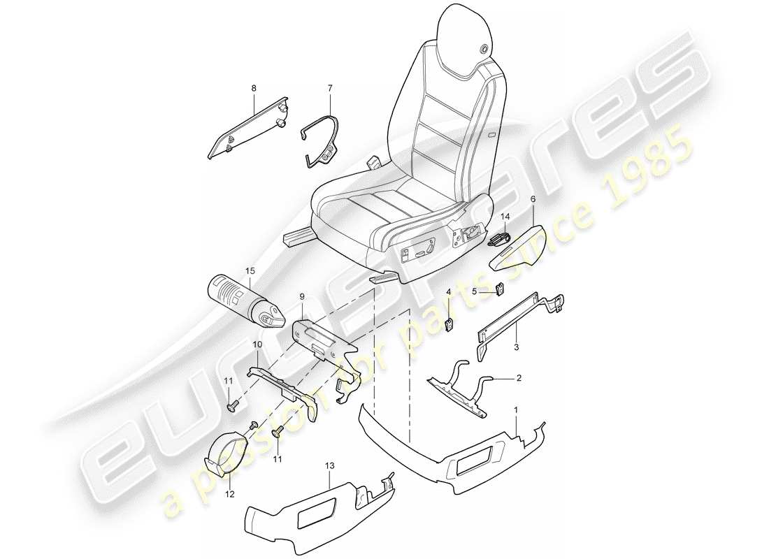 porsche cayenne (2005) seat frame part diagram