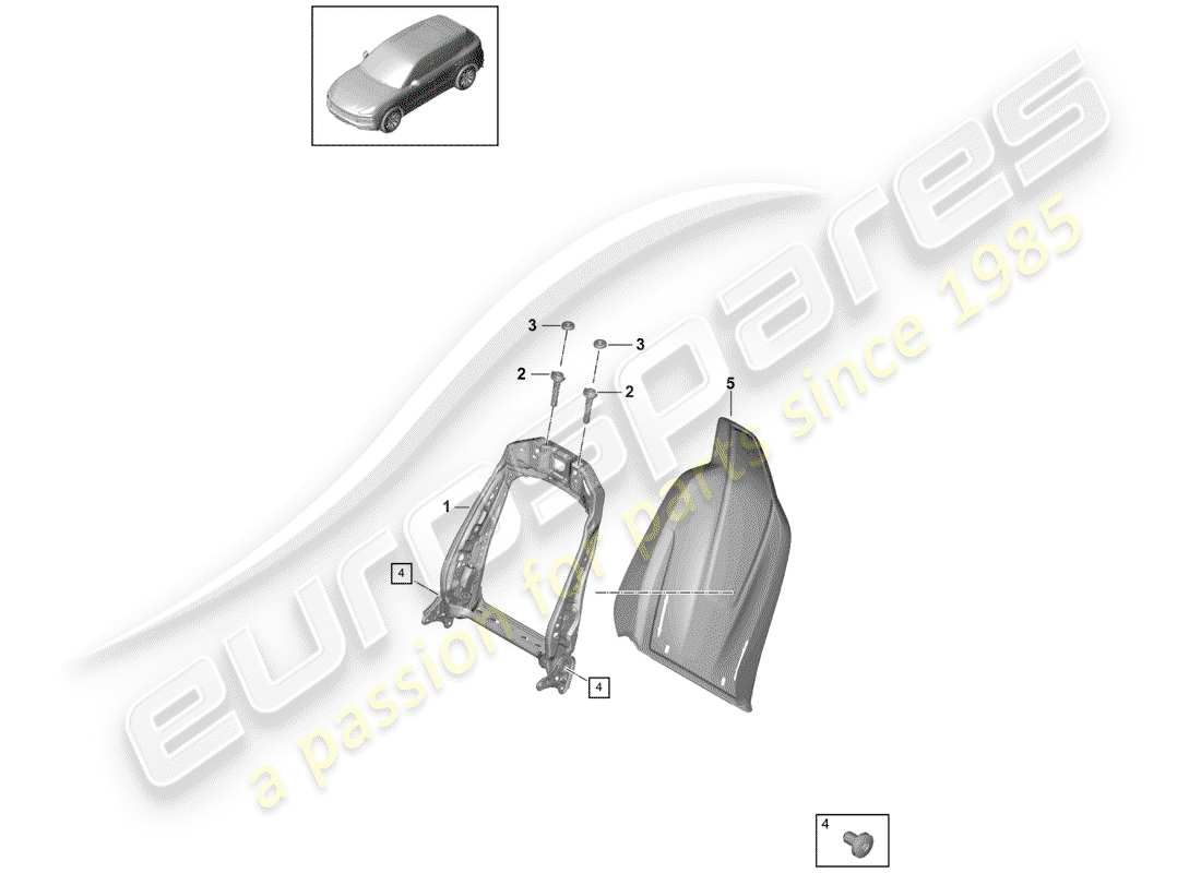 porsche cayenne e3 (2019) frame - backrest part diagram